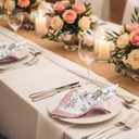 Pink Floral Rose Print Cloth Napkins 100% Cotton, 18" X 18" Dinner Napkins Cloth Set, Washable Napkins for Home, Kitchen, Dinner, Party, Wedding, Cocktail, Set of 6