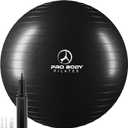 ProBody Pilates Exercise Ball - Multiple Sizes Gym Grade Balance Ball for Fitness, Yoga, Workout, Pregnancy & Physical Therapy (17.7", Black)