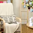 GOOESING Easter Bunny Pillow Covers 20x30 Inch Gray Stripes Rabbit Decorative Pillowcase Spring Holiday Linen Throw Pillow Case Cushion Cover for Sofa Couch Chair