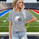 Football Shirt for Women Game Day Shirt Football Heart T-Shirt Sports Season Short Sleeve Tops (Small)