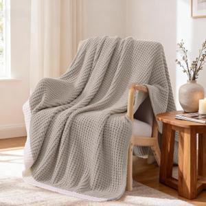 WRENSONGE Pineapple Stitch Throw Blanket, Sand Soft Cozy Fluffy Warm Hand Made Throw Blankets for Couch, Sofa, Chair, Bed, Camping, Picnic, Travel Lightweight Bed Blanket - 50"*60"