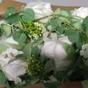 Dolicer 4Pcs 26Ft Artificial Eucalyptus Garlands with Flowers - 8 Roses, Faux Floral Greenery Garlands Fake Flowers Vines for Wedding Table Centerpieces Arch Party Ceremony Backdrop Decor (White)