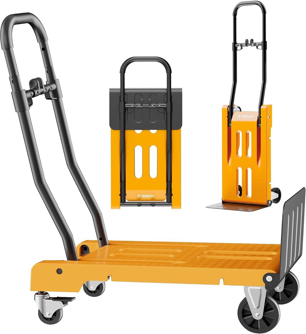 Folding Hand Truck Dolly and Platform Cart, 330 Lbs, 2-Level Adjustable