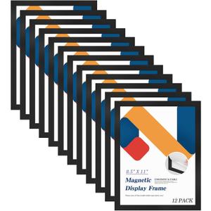 Relx 12 Pcs 8.5 x 11'' Self-Adhesive Magnetic Wall Signs Holder Magnetic Picture Frame Document Holder Wall & Window Adhesive Frames for Office Home Store Restaurant