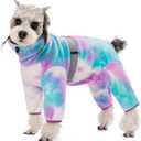 Dog Coats for Small Dogs, Polar Fleece Dog Pajamas Bodysuit, Puppy Onesies Tie Dye Jumpsuits, Dogs Warm Clothes Four-Legged, Doggie Fullbody Winter Jacket Vest (Medium)