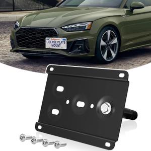 License Plate Holder Front Bracket No Drill Tow Hook Mount Anti-Theft License Plate Frame Compatible with Audi A4 A5 A7 S4 S5 S7 RS5 RS7 etc
