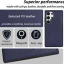 for Samsung Galaxy S24 Ultra Case with Detachable Magnetic Wallet - 2-in-1 Flip Folio Stand Cover, Card Holder & Wireless Charging Compatible - Blue