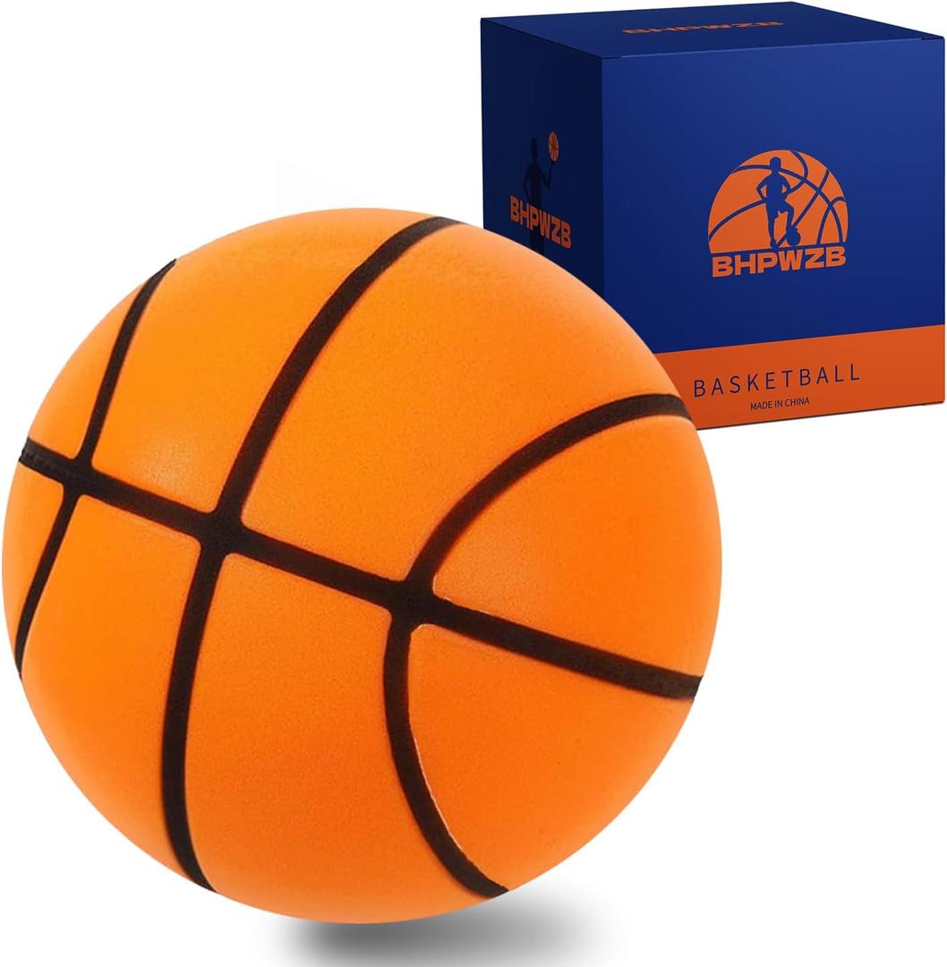 Silent Basketball Size 7 (29.5") Gift Packaging Birthday Vibrant Orange Indoor/ Outdoor Training Ball with Quiet Bounce Perfect for Skills Practice & Ball Control Summer Hoop Drills