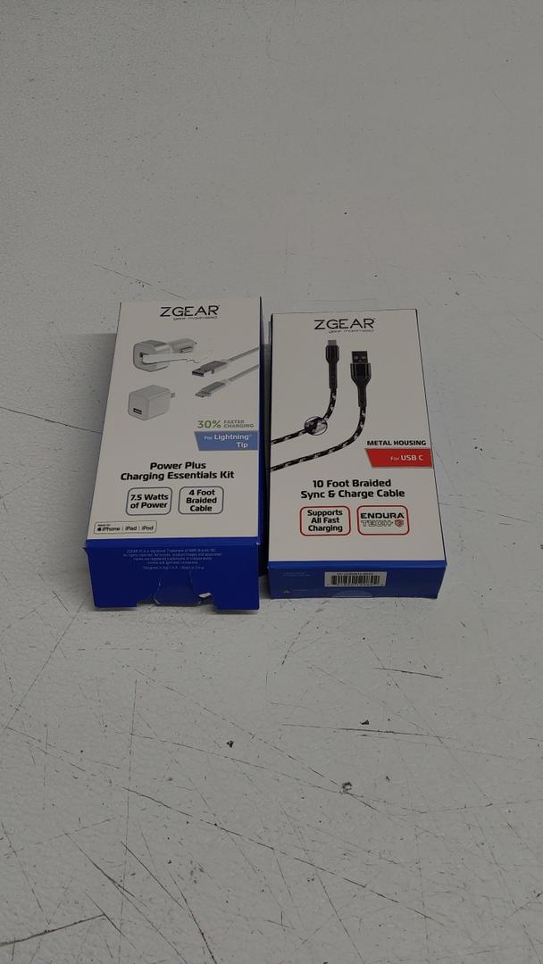 Lot of 2 Zgear (Power Plus Charging Essentials Kit And 10 Foot Braided Sync& Charge Cable)