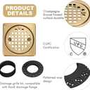 Champagne Bronze 4 inch Drain Grate Kit, Shower Drain Compatible with Schluter Kerdi Drain Flange, Removable Square Floor Drain with Adjustable Collar,with ABS Flange-SUS304 Stainless Steel Grate