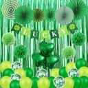 St Patrick's Day Decorations Kit, 37 Pcs Saint Patricks Day Shamrock Decorations Foil Fringe Curtains, Tissue Poms, Paper Fan, Lucky Banner, Foil Balloons Decor for Home Party Supplies