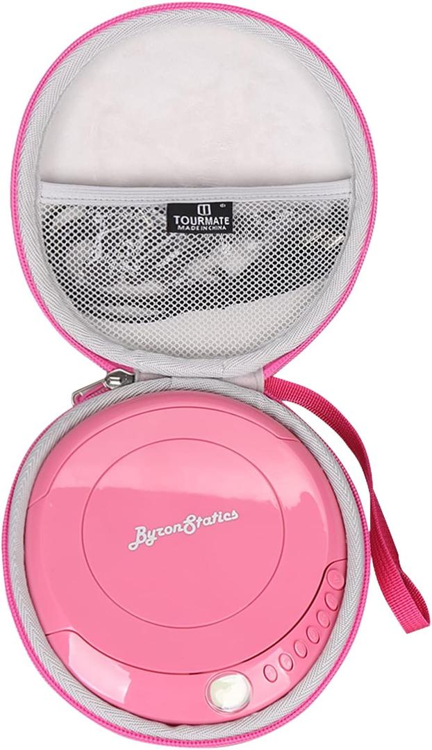 CD Player Case Compatible for ByronStatics PCD220B/GPX PCB319B/PC332B Products Portable Disc CD Player, Travel Carrying Stoarge Holder for Arafuna/MEGATEK/Deluxe Products (Pink, Case Only)