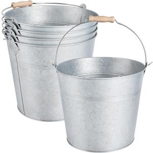 OBTANIM 4 Pack 8 Quart Galvanized Metal Buckets Champagne Drink Cooler Storage Ice Pails with Handle for Plants, Succulents, Party Favors Organizing Home Parties Bar Cooling Supplies