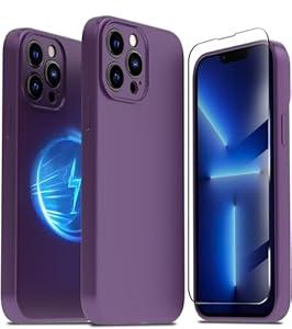 TZGZT Camera Protection for iPhone 13 Pro Max Tempered Glass, [ Accessories] Magnetic Protective Cover with 2X Screen Protector, Women for iPhone 13 Pro Max, Silicone Purple#5