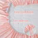 SmoothNovelty Pink Crib Bed Skirts with 4 Large Cot Bow 28" x 52" Baby Crib Skirt for Boys Girls Nursery Toddler Bedskirt Dust Ruffle 14" Drop