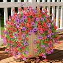INQCMY 2Pcs Artificial Fake Hanging Flowers for Outdoors UV Resistant Artificial Plants for Spring Summer Decor Look Real Faux Flowers for Outside Home Planter Porch Patio Decor