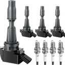 Ignition Coil Pack and Spark Plug fit for 2.4L 2.4 2016 2017 2018 2019 2020 Hyundai Santa Fe Sport Sonata Tucson Kia Optima Sorento Sportage, UF-764, Set of 4
