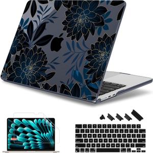 May Chen for M5 MacBook Air 13.6 Inch Case 2026 2025 2024-2022 Release M5 A3449 M4 A3240 M3 A3113 M2 A2681, Plastic Hard Shell Case for MacBook Air 13.6" with Retina Display, Luxury Dahlia