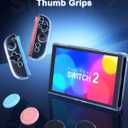 2 x STARTRC GAMES Protective Case Compatible with Nintendo Switch 2, Transparent Protective for Nintendo Switch 2 (2025) with TPU Grip Cover Case and Thumb Caps, Shock-Absorption and Anti-Scratch Design