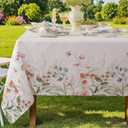 SASTYBALE Summer Tablecloth Spring Rectangle Table Cloth Eucalyptus Leaves Table Cover Spillproof Washable TableCloths for Dining, Farmhouse, Picnic, Outdoor, Kitchen, Easter (60" x 84")