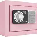 PATRON small safe box with key，mini safe for money，small coin safes for home with code，0.236 Cubic Feet Pink
