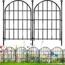 26 Pack Decorative Garden Fence, 17in X 28ft Arched No Dig Fence Border, Garden Edging Border, Rustproof Metal Animal Barrier with Ground Stake for Dog, Rabbit, Outdoor Yard Patio Decor (26 Panels, 17in X 28ft, Black)