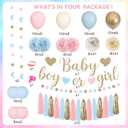Ouddy Party Baby Gender Reveal Decorations, Pink Blue Sand White Balloons Glitter Boy or Girl Banner Moon Star Circle Garland Paper Tassels Lanterns for Boho Gender Reveal Birthday Party Supplies