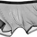 Men's Ice Silk Boxer Briefs, Ultra-Thin, Transparent, Breathable, White (Medium, Black)