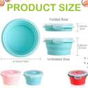 Suclain 3 Pcs Camping Bowl with Lid Collapsible Silicone Lunch Box Salad Bowl Expandable Food Storage Container Folding Travel Container for Hiking Camping(Red, Pink, Blue,12 oz)