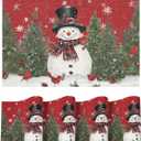 Artoid Mode Snowman Trees Winter Floral Vinyl Placemats Set of 4, Wipeable Red Christmas PVC Woven Table Mats for Party Kitchen Dining Decor, 12x18 Inch