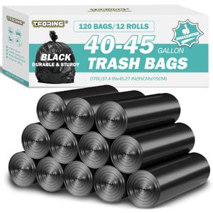 40-45 Gallon Black Trash Bags 120 Count - 37''x45'' Large Garbage Bags Unscented, 40+ Gallon Trash Can Liners, Multipurpose for Office, Outdoor, Recycling and Commercial