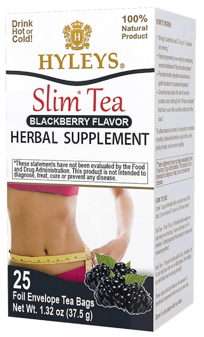 Hyleys Slim Tea Blackberry Flavor - Weight Loss Herbal Supplement Cleanse and Detox - 25 Tea Bags (1 Pack)