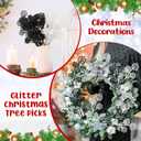 Riceshoot 50 Pcs Christmas Tree Picks and Sprays Artificial Glitter Stem Ornaments Curly Decorative Sticks for Vases Tall Candy Christmas Tree Twigs for Wedding Holiday Party Decoration(Black,White)