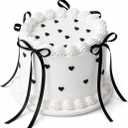 6 Inch Black Bow Fake Cake, White Round Artificial Cake Decor, Realistic Faux Birthday Cake for Display, Wedding Dessert Table, Photography Props, Bakery Window, Coquette Room Decor, Women Gift
