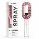 2-in-1 Manual Misting Hair Brush with Built-In Water Spray, Non-Electric Detangling Brush for Wet & Dry Hair, Curly, Thick Hair & Kids, Fine Mist Sprayer, Anti-Frizz Portable (Pink)