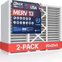 BNX TruFilter 20x25x5 (19.88 x 24.75 x 4.38 Honeywell Compatible 4) MERV 13 Air Filter (2-Pack) - MADE IN USA - HVAC AC Furnace Filters Health, Allergies, Mold, Bacteria, Smoke, MPR 1900 FPR 10