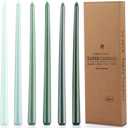12 Inch Taper Candles Set of 6 Unscented Long Burning Smokeless Long Tall Tapered Candles for Candlesticks Sticks Wedding Home Christmas Decor Dinner (Gradient Green/Evergreen Hope)