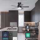 32'' Small Ceiling Fan with Light, Mini Low Profile Flush Mount Fan for Hallway & Closet, Quiet DC Motor, Modern Tiny Space Ceiling Fan with App/Remote Control, Black