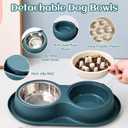 Slow Feeder Dog & Cat Bowls - 3-in-1 Slow Feeding & Water Bowl | Non-Slip Mat & Stainless Steel Bowls | Final Loss Leader Sale | Limited Stock While Supplies Last. (Blue)