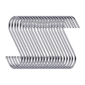 D-BUY 30 Pack 3.5 inch Heavy Duty S Hooks - Plants, Outdoor, Light, Cup, Large Hangers for Kitchen, Bathroom, Bedroom and Office (Silver)