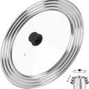 Pan Lid Fits 11, 12 & 13 Inch Cookware, Universal Lid for Pots, Pans and Skillets,Replacement Frying Pan Cover with Tempered Glass Top, Stainless Steel Cast Iron Skillet Lids - Heat Resistant Handle