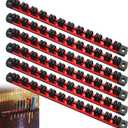 6 Packs Magnetic Screwdriver Organizer and Wrench Organizer Aluminum Rail Screw Driver Hand Tool Holder Toolbox Organization, Black, Tools Not Included (12 Inch 72 Slots)