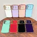 NITITOP Compatible with Samsung Galaxy S23 FE Case Cute Luxury Women Girls Men with Love Heart Electroplated Pattern Curly Wave Frame Raised Camera Shockproof Protection Cover-Rose Red