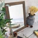 AAZZKANG Rustic Wood Mirror Rectangle Decorative Wall Hanging Mirrors with Frame Large 20"x16" for Bedroom Living Room Bathroom Home Entryway