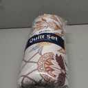 Anibedding Brown Quilt Set Queen Size, Floral Bedspread with 2 Pillowcases, Soft Microfiber Lightweight Coverlet Bedding Set for All Season(96"x90")