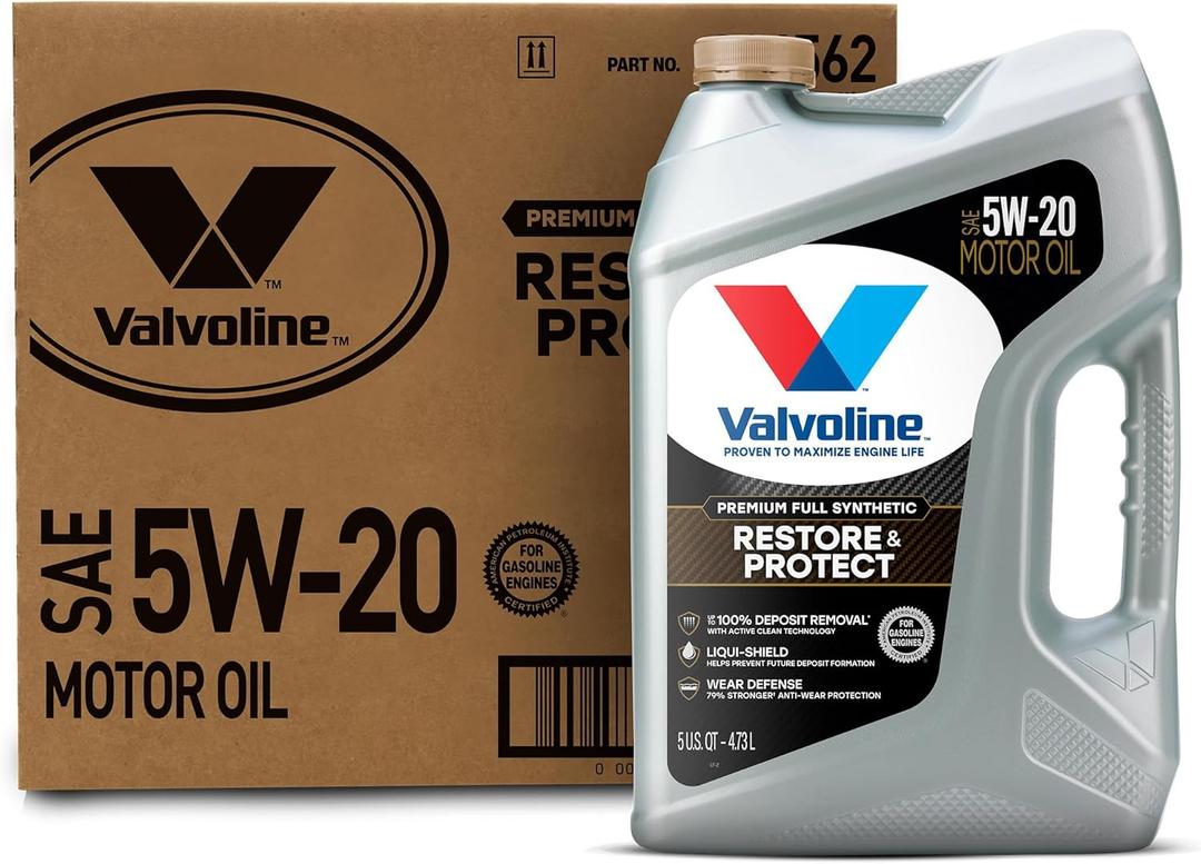 Valvoline Restore & Protect Full Synthetic 5W-20 Motor Oil 5 QT, Case of 3