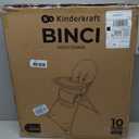 Kinderkraft BINCI Folding High Chair, Lightweight 11 lb, Compact for Small Spaces and Travel, Adjustable Tray with Cup Holder, Footrest, 5-Point Harness, Easy-Clean Modern Design, Light Gray