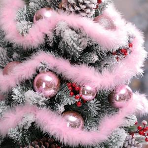 Riceshoot 3 Pcs 20 ft Pink Christmas Garland for Xmas Tree Decorations Pink Christmas Tree Hanging Garland Faux Feather Decorations for Birthday Holiday Indoor and Outdoor Party Supplies