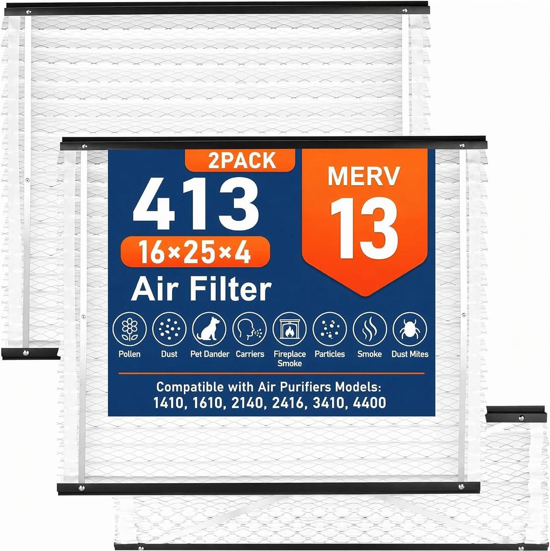 2Pack 413 Replacement Filter Compatible with AprilAire Size:16x25x4 Whole House Air Purifiers