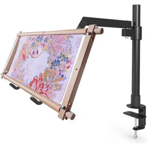 Metal Needlework Frames Stand Adjustable Rotated Embroidery Holder Hands Free Cross Stitch Scroll Frame Lap Table Clamp Embroidery Frame Stand for Needlepoint Supplies